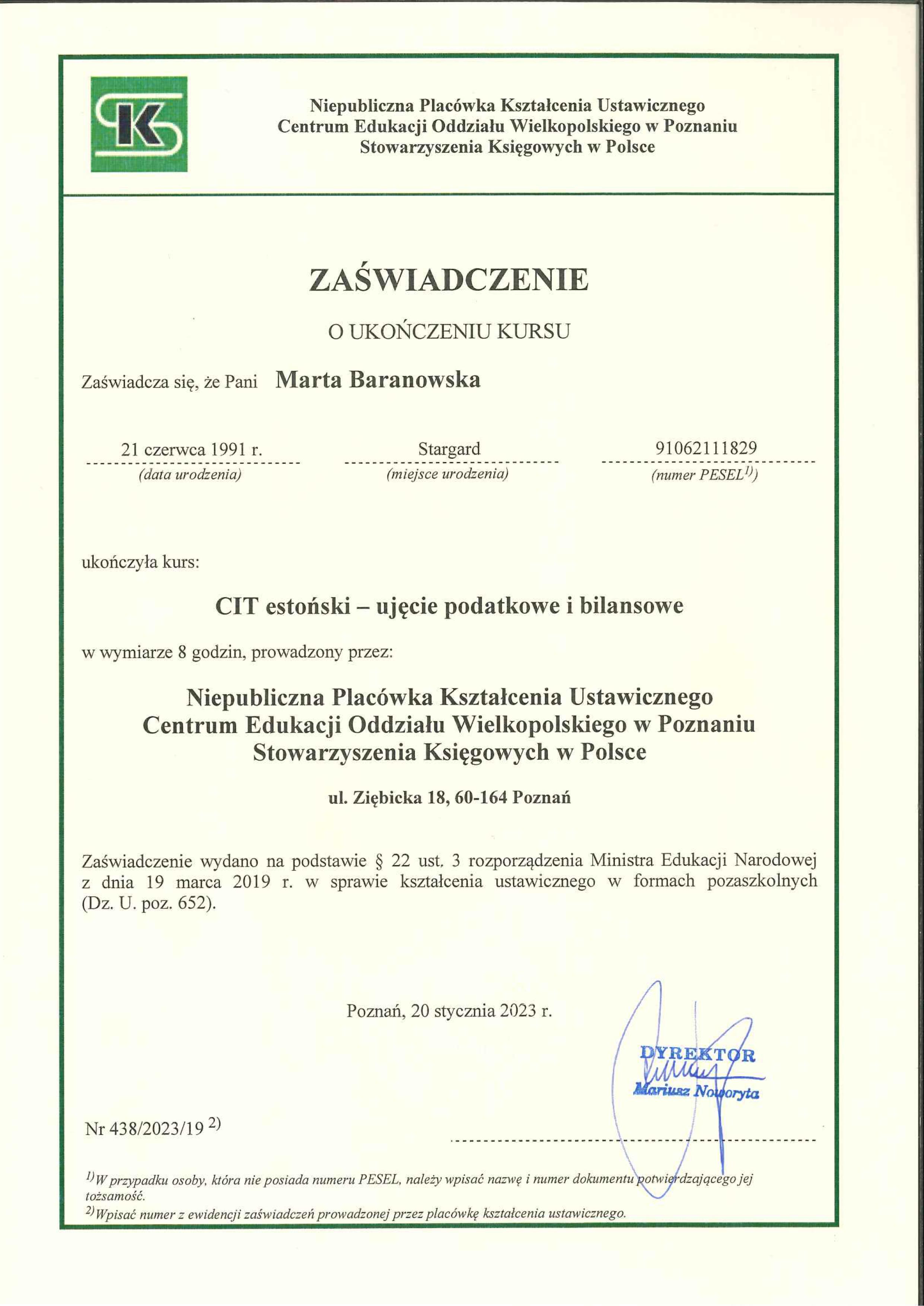 Certificate