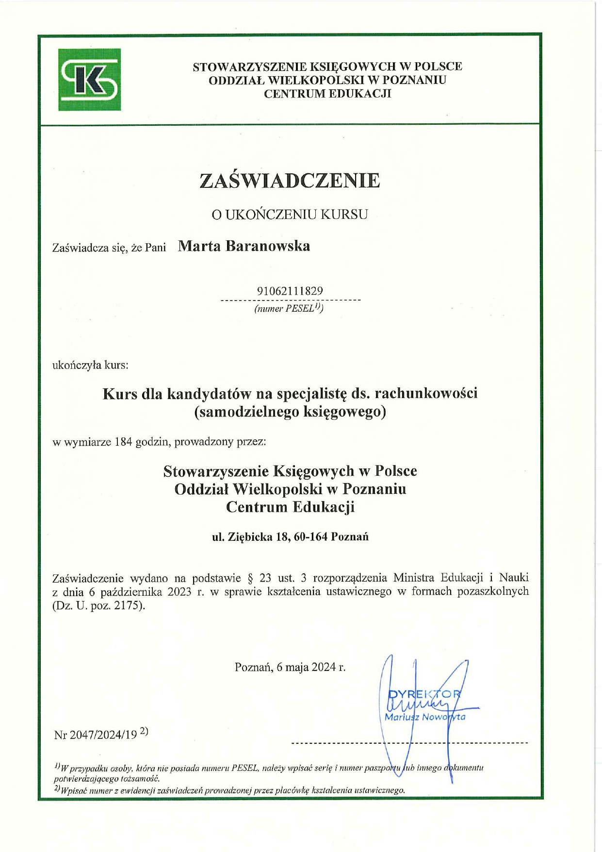 Certificate