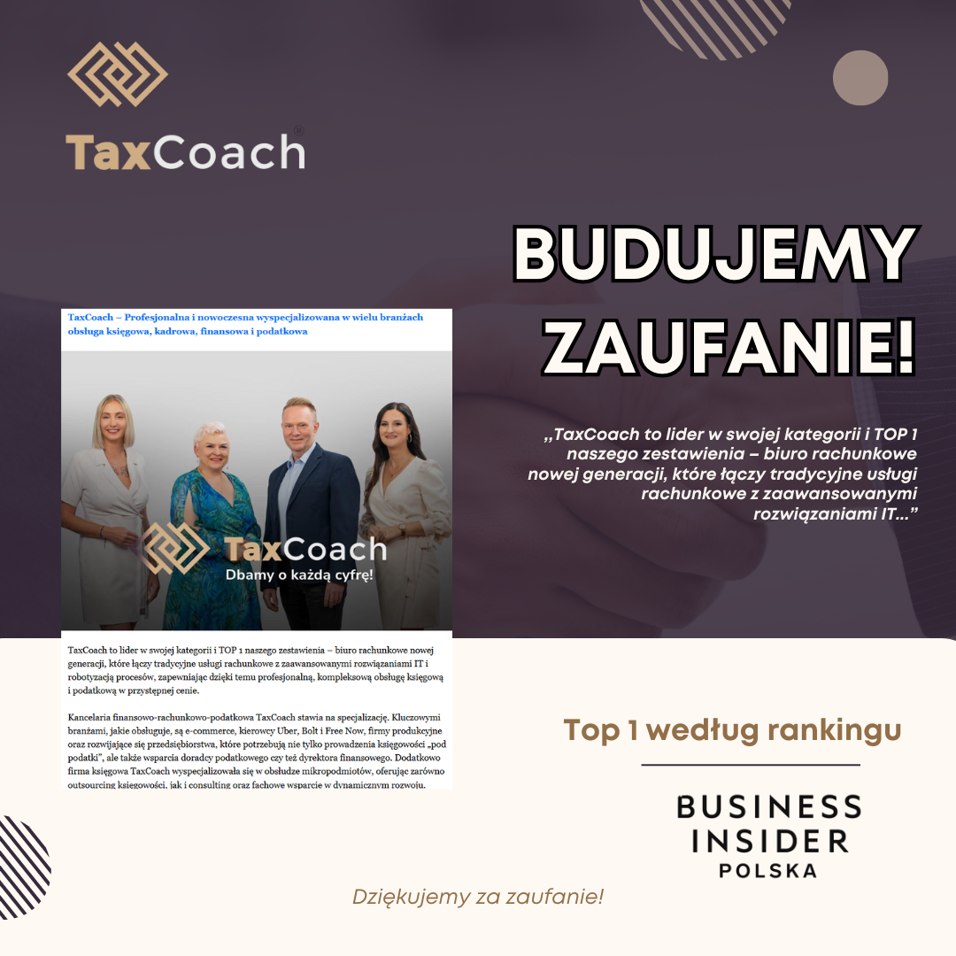 TaxCoach TOP 1 biur rachunkowych według Business Insider!