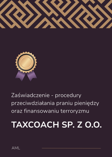 Zaświadczenie - procedury przeciwdziałania praniu pieniędzy oraz finansowaniu terroryzmu