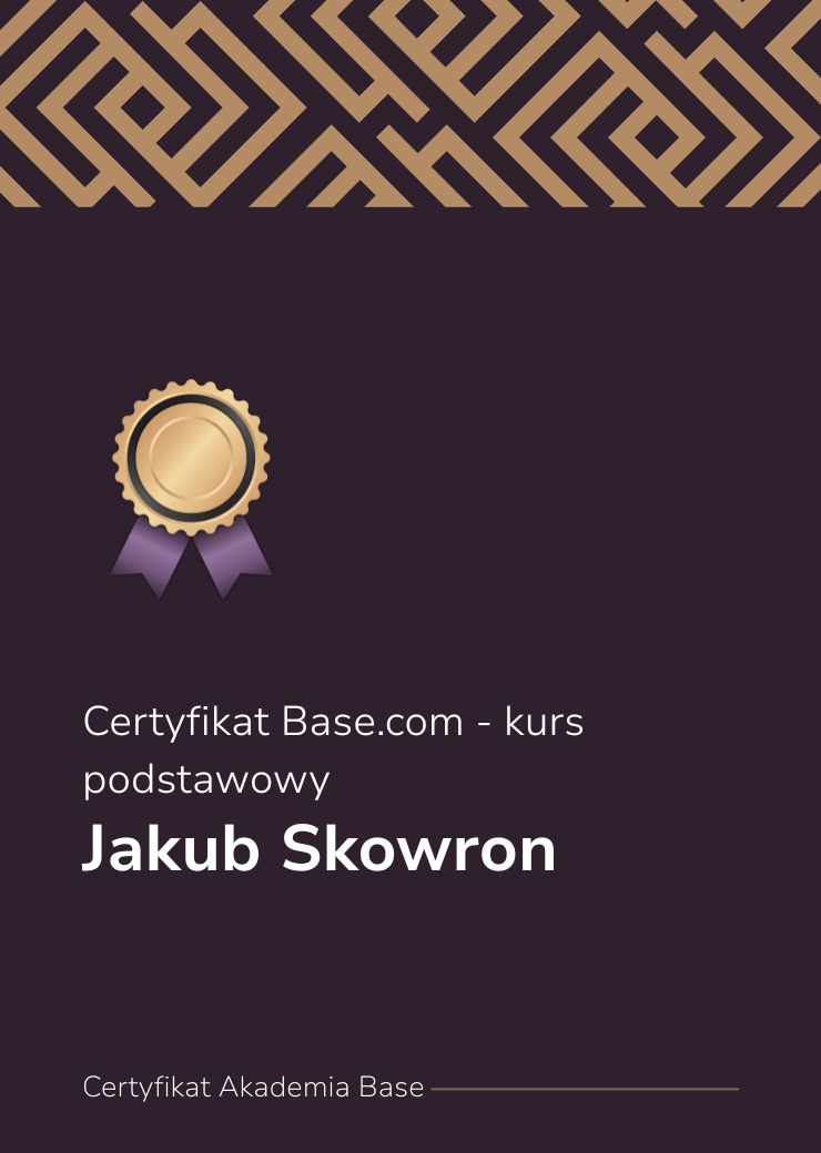 Certyfikat Base.com - kurs podstawowy