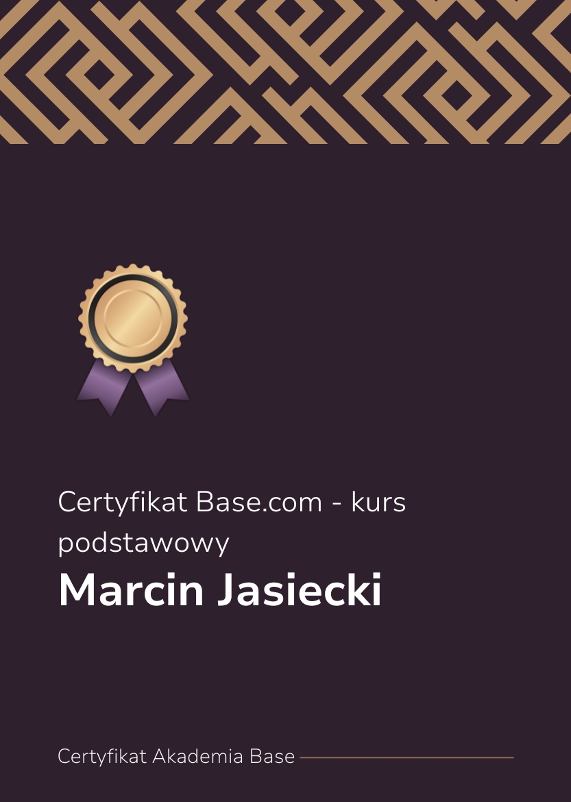 Certyfikat Base.com - kurs podstawowy