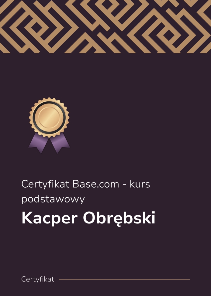 Certyfikat Base.com - kurs podstawowy