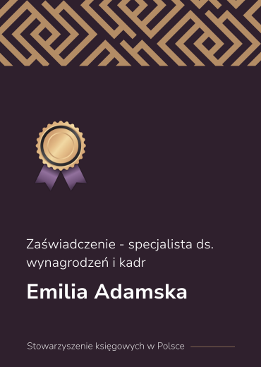 Zaświadczenie - specjalista ds. wynagrodzeń i kadr